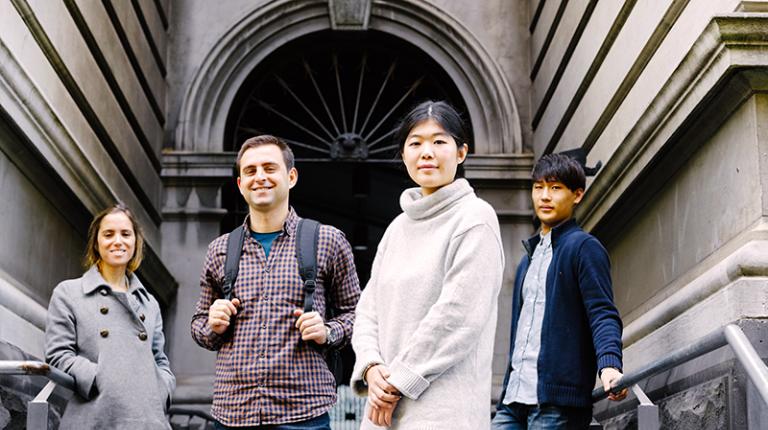  Law students outside Victoria University's City Queen campus.