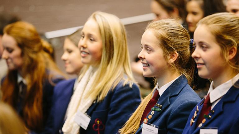 High school students at a lecture.