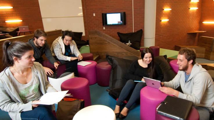 Students in an informal study environment.