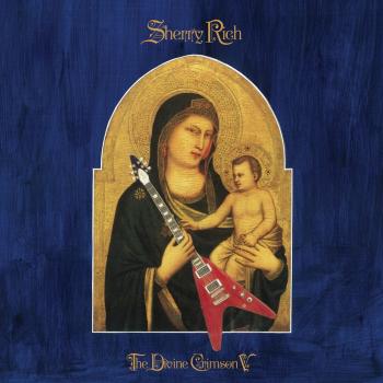 Album cover with Madonna & Child; Madonna is holding an electric guitar. Album title: The Divine Crimson V