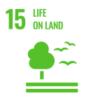 Text: 15 Life on land, icon: birds tree and two parallel lines below