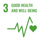 Text: 3 Good health and well-being, Icon: heart beat