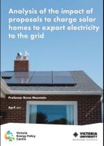 Cover of report Analysis of the impact of proposals to charge solar homes to export electricity to the grid, shows brick suburban home with solar panels