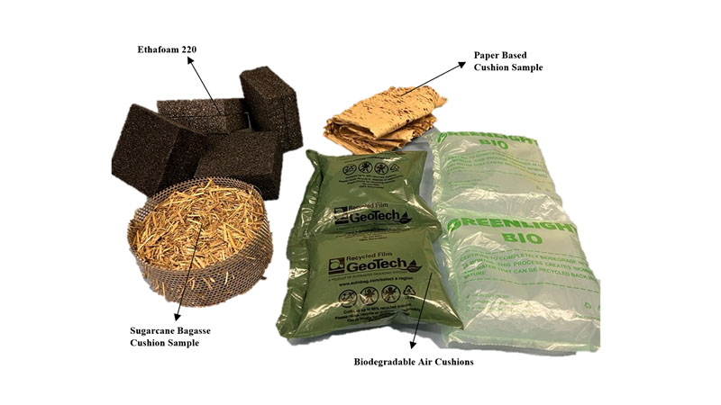 Various sustainable cushioning materials.